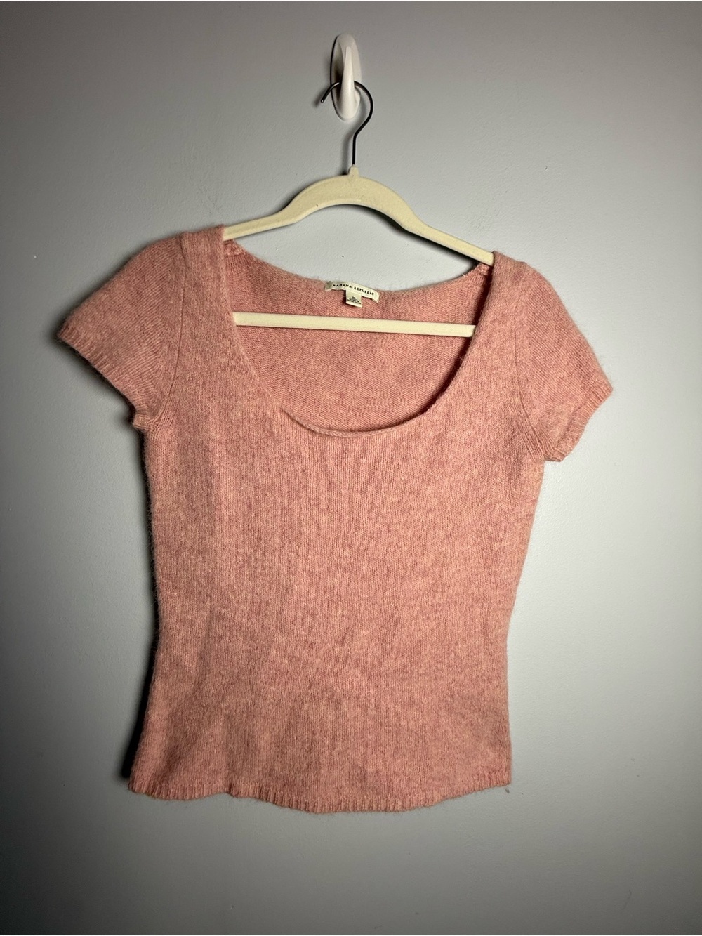 Banana Republic Dusty Rose Scoop Neck Short Sleeve Sweater Y2K Style